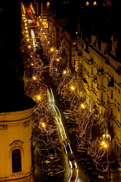 Parizska sokak, Noel zamanı, prague, Çek Cumhuriyeti — Stok fotoğraf