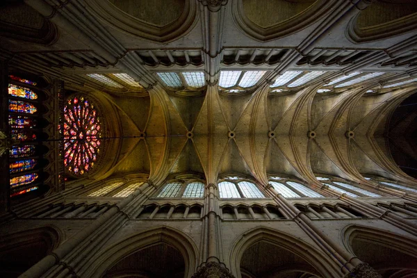Interiören i katedralen notre dame, reims, champagne, Frankrike — Stockfoto