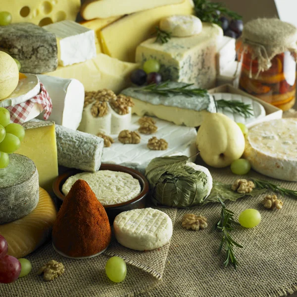 Сыр натюрморт с фруктами — стоковое фото