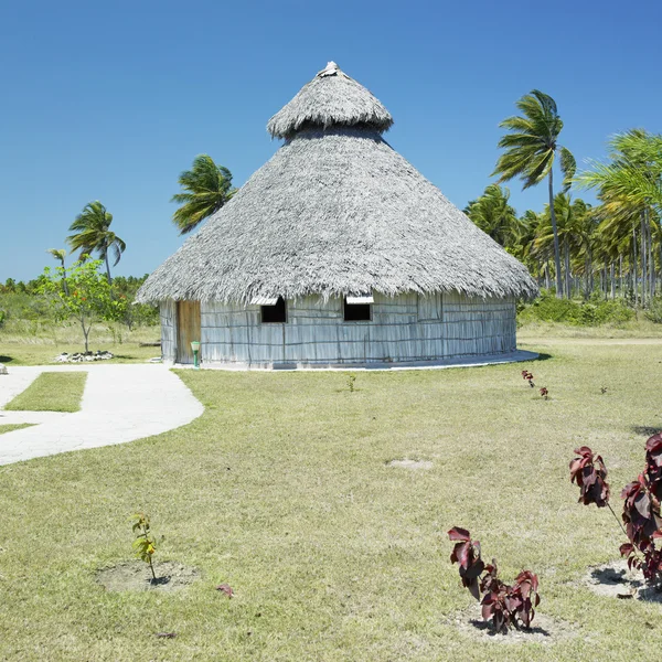 stock image Demonstration of aboriginal hut, Bahia de Bariay, Holguin Provin