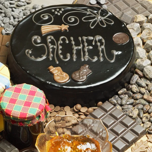 stock image Sacher cake's still life