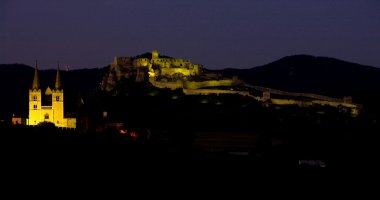 Chapter Spisska and Spissky Castle at night, Slovakia clipart