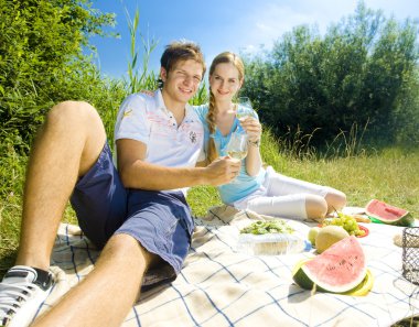 Couple at a picnic clipart