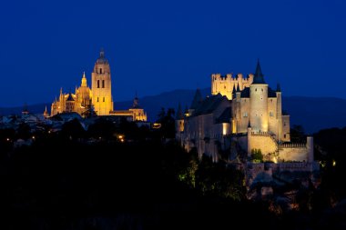 Segovia at night, Castile and Leon, Spain clipart