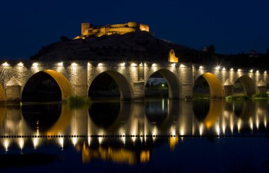 Medellin at night, Badajoz Province, Extremadura, Spain clipart