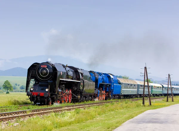 Passenger train with steam locomotives, Strazovske Vrchy, Slovakia — Stock Photo, Image