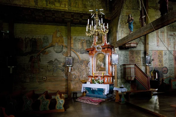 Interior da igreja de madeira, Blizne, Polônia — Fotografia de Stock
