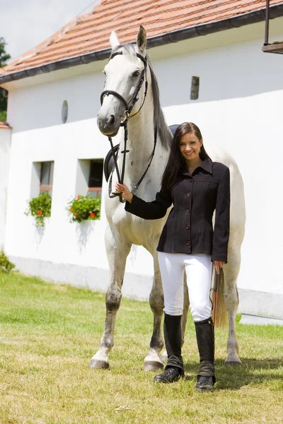 Jezdec s koněm — Stock fotografie