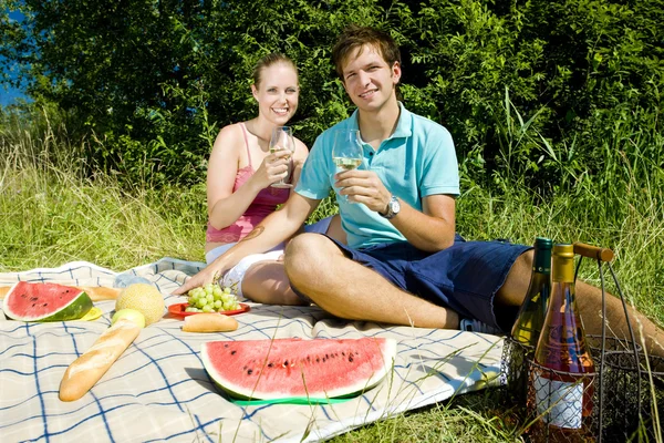 Çift bir piknik — Stok fotoğraf
