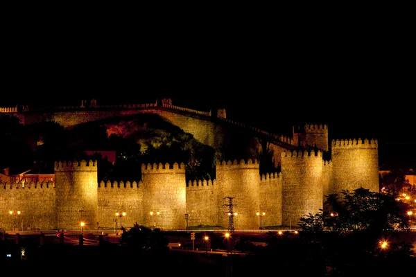 Avila bei Nacht, Kastilien und León, Spanien — Stockfoto