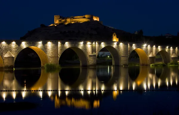 Medellin at night, Badajoz Province, Extremadura, Spain — Stock Photo, Image