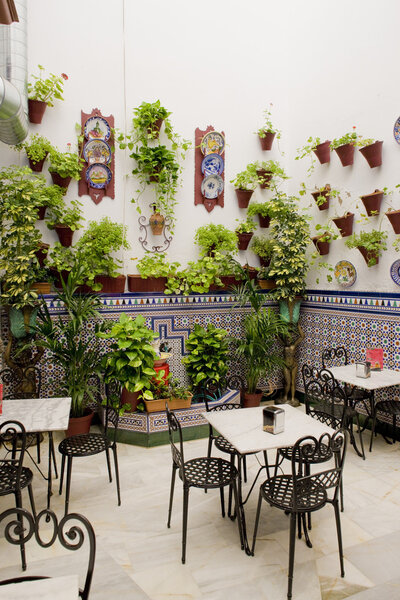 Patio restaurant (courtyard), Cordoba, Andalusia, Spain
