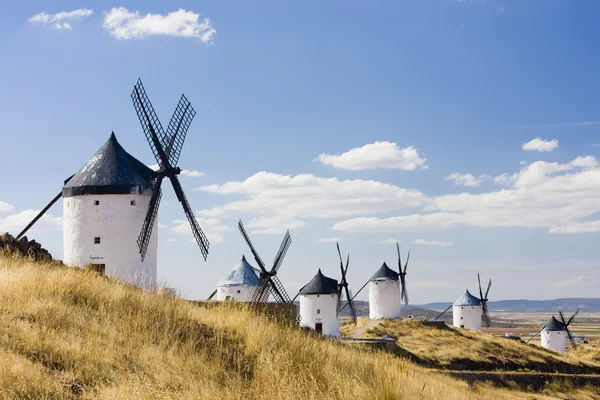 Mori de vânt, Consuegra, Castilia-La Mancha, Spania — Fotografie, imagine de stoc