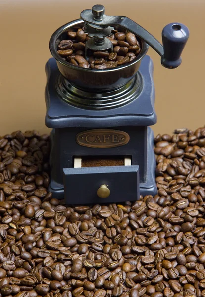 Macina caffè con chicchi di caffè — Foto Stock