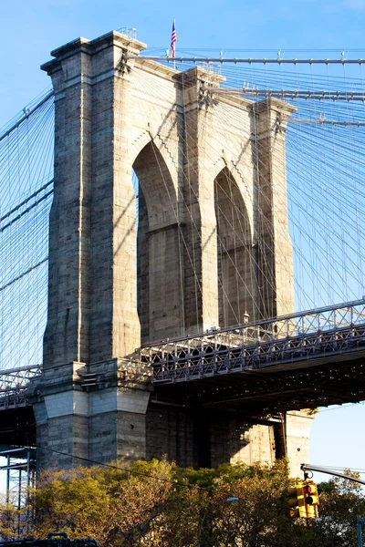 细节的布鲁克林大桥，曼哈顿，纽约，美国 — 图库照片