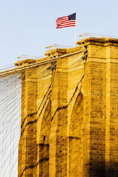 Detalj av brooklyn bridge, manhattan, new york city, usa — Stockfoto