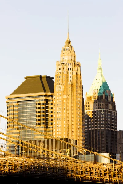Manhattan z brooklyn bridge, new york city, Stany Zjednoczone Ameryki — Zdjęcie stockowe