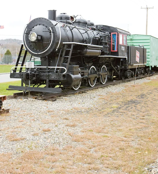 Паровой локомотив в Железнодорожном музее, Горхэм, Нью-Гэмпшир, США — стоковое фото