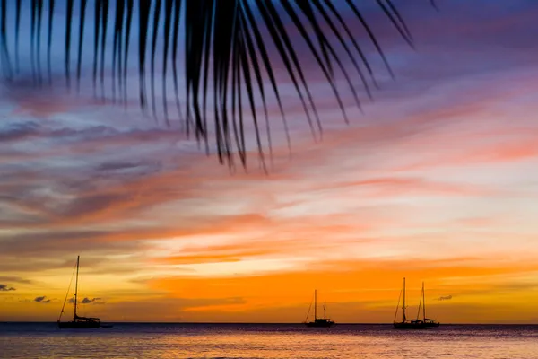 Pôr do sol sobre o Mar do Caribe, Grand Anse Bay, Granada — Fotografia de Stock
