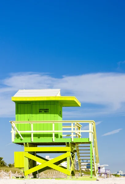 Καμπίνα για την παραλία, παραλία του Μαϊάμι, Φλόριντα, ΗΠΑ — Φωτογραφία Αρχείου