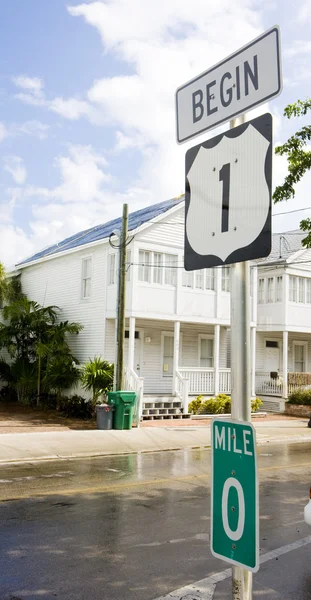 Beginn der Straße Nummer 1, Schlüssel Westen, Florida, USA — Stockfoto