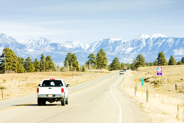 Transporte rodoviário, Rocky Mountains, Colorado, EUA — Fotografia de Stock