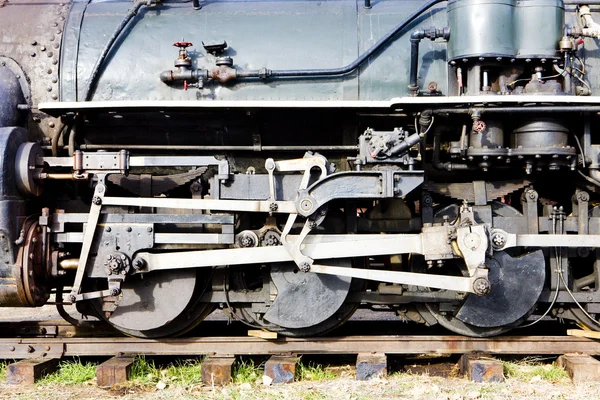 Detail parní lokomotivy, železniční muzeum colorado, usa — Stock fotografie