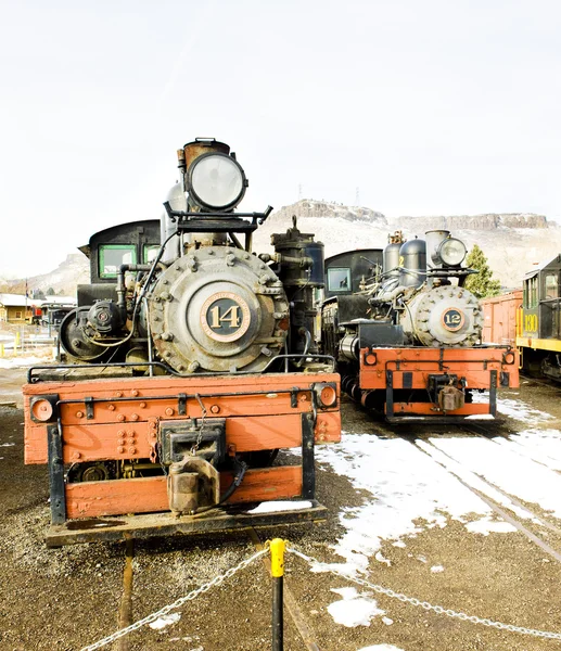 Vloeien voort locomotieven in colorado spoorweg museum, Verenigde Staten — Stockfoto