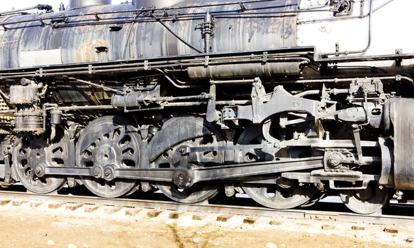 Detail van de stoomlocomotief, colorado spoorweg museum, Verenigde Staten — Stockfoto