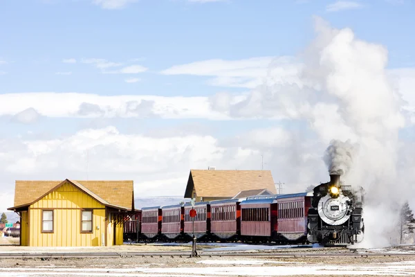 Cumbres en Tolteken smalle gauge spoorweg, antonito, colorado, ons — Stockfoto