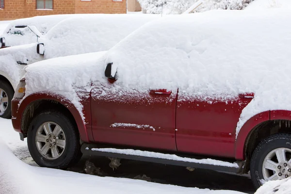 stock image Snowy cars