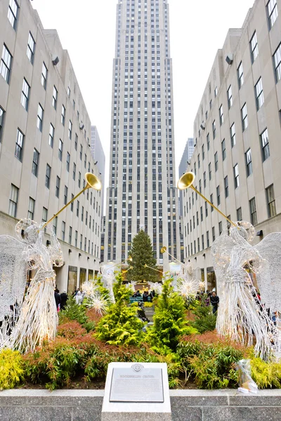 Rockefeller Központ karácsonykor, New York City, Amerikai Egyesült Államok — Stock Fotó