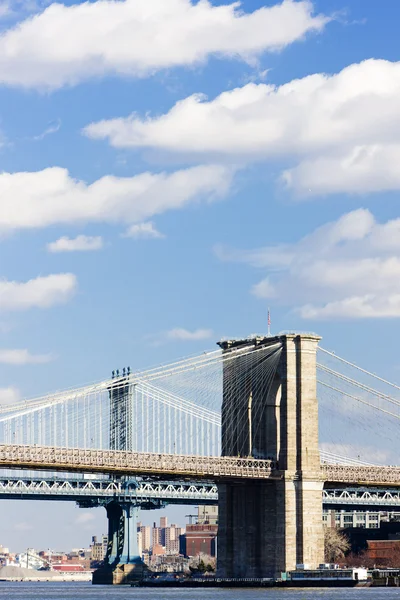 Most Brooklyn i manhattan bridge, new york city, Stany Zjednoczone Ameryki — Zdjęcie stockowe