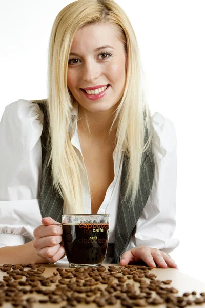 Portrét obchodnice s šálkem kávy — Stock fotografie
