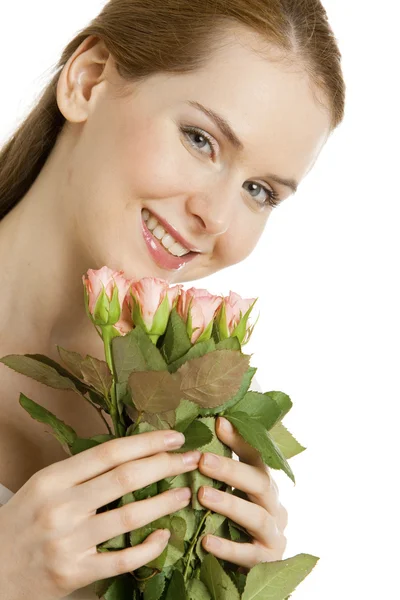 Retrato de mulher com rosas — Fotografia de Stock