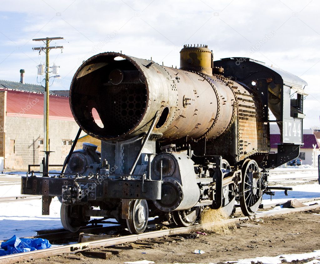Part of steam locomotive, Alamosa, Colorado, USA