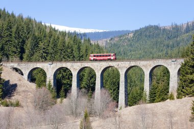 telgart, Slovakya yakınındaki demiryolu Viyadüğü üzerinde motor çalıştırıcı