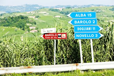 Signposts near Barolo, Piedmont, Italy clipart