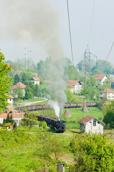 Tren de marfă cu aburi, Durdevik, Bosnia și Herțegovina — Fotografie, imagine de stoc