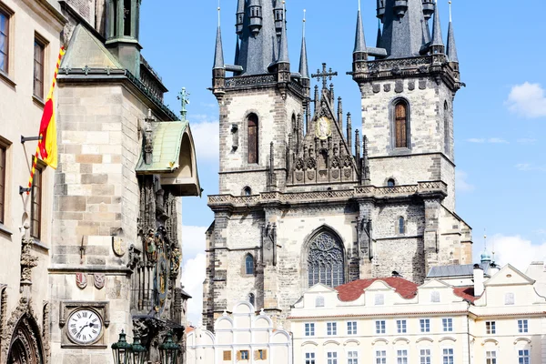 Tynsky Church at Old Town Square, Prague, Czech Republic — стокове фото