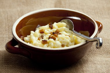 Halusky with bryndza cheese (Slovakian cuisine) clipart