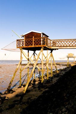 İskele balık net, gironde departmanı, aquitaine, Fransa