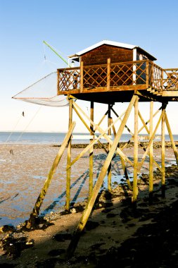 İskele balık net, gironde departmanı, aquitaine, Fransa