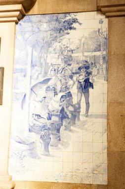 Porto, Portekiz tren istasyonunda kiremit (azulejos)