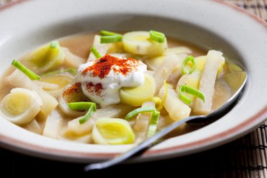 Leek soup with kohlrabi clipart