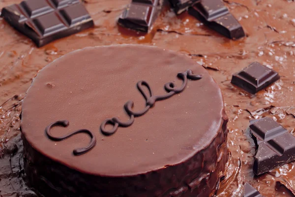 Still life of Sacher cake — Stock Photo, Image
