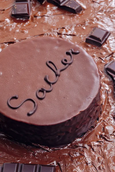 Still life of Sacher cake — Stock Photo, Image