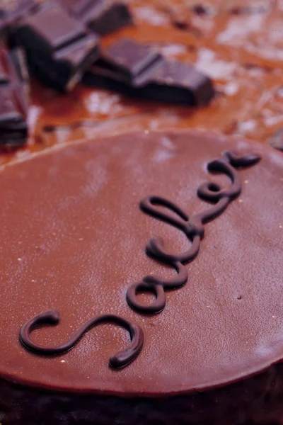 stock image Still life of Sacher cake