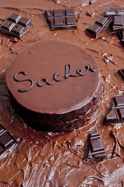 stock image Still life of Sacher cake