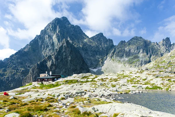Five Spis Tarns and Teryho Cottage, High Tatras (Vysoke Tatry), — Stock Photo, Image